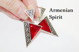 Red earrings Triangular jewelry geometric English lock traditional SILVER 925
