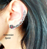 Silver cuff earring only for Left ear CHOOSE wrap full ear Stud earlobe and clip