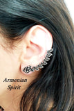 Silver cuff earring only for Left ear CHOOSE wrap full ear Stud earlobe and clip