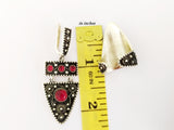 Silver 925 Earrings and Ring Black and red