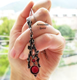 Silver 925 set Earrings very long Ring full finger Pendant