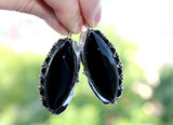 SET silver 925 One of a kind Earrings and ring black onyx stone