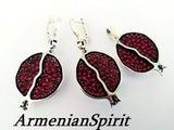 Pomegranate pendant SILVER 925 red stones