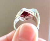 Silver 925 ring with red zircon stone jewellery
