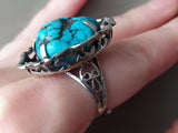 Ring Natural turquoise STERLING SILVER 925