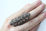 Jewelry SET earrings and full finger cover ring ring peacock tail marcasite