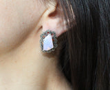 Jewelry Small nacreous pink earrings and ring topaz SILVER 925
