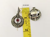 Jewelry Silver 925 EARRINGS round oxidized Black with red garnet stone