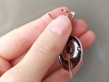 Jewelry Silver 925 EARRINGS round oxidized Black with red garnet stone