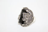Marcasite earrings short and ring SILVER 925 black small jewelry set