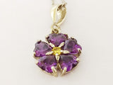 Set forget me not purple flower violet  Stud earrings and pendant Silver 925