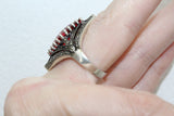 Ring Red stone Marcasite Modern Sterling silver 925