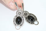 Silver 925 jewelry set with oval cabochon black onyx stone