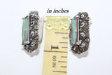 Silver set Earrings Ring green nacreous topaz Marcasite STERLING 925