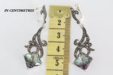 Silver earrings  and ring Pale green nacreous Marcasite STERLING 925