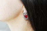 Red topaz marcasite SET ring and earrings Sterling silver 925