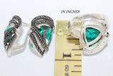 Emerald green stone set Small marcasite earrings and ring Sterling silver 925