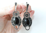 Silver 925 Long earrings Black onyx Jewelry