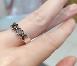 Narrow band ring Silver 925 marcasite Sterling minimalist