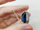 Navy blue quartz ring with cabochon stone Silver 925 jewelry