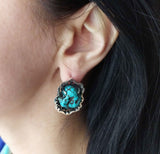 Natural turquoise set earrings ring STERLING SILVER 925