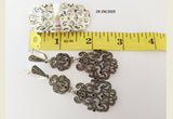 Silver set Large ring and Extra long earrings Sterling silver 925
