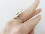 Gold plated silver RING flower Light green zircon Small floral Sterling silver 925