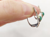 SET Sterling SILVER 925 Small earrings and ring with natural green jadeite