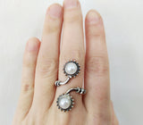 Silver 925 ring adjustable with Lab pearl creamy white