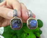 Labradorite earrings blue SET Sterling SILVER 925 real gold plated