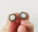 Silver 925 ring adjustable with Lab pearl creamy white