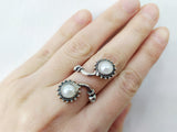 Silver 925 ring adjustable with Lab pearl creamy white