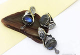 Labradorite blue gemstone SET Silver 925 earrings and ring