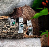 Malachite gemstone SET earrings and ring Sterling Silver gold plated