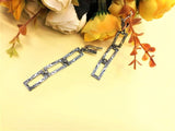 Silver very long earrings 925 Rectangular Ethnic pattern
