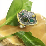 Flower ring sterling silver 925 gold plated