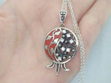 Pomegranate pendant SILVER 925 zircon stones and enamel