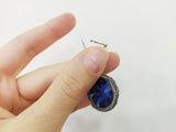 Marcasite ring Navy blue stone Sterling silver 925