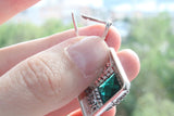 Emerald green zircon RING Sterling silver 925