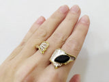 Middle finger ring size US 9 Gold and silver 925 Black zircon