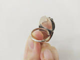Ring adjustable silver 925 Natural carbide stone black blue druzy