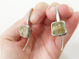 Silver 925 Long earrings Rutilated quartz Venus hair yellow Gold coated