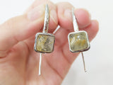Silver 925 Long earrings Rutilated quartz Venus hair yellow Gold coated