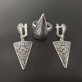 Jewelry set Earrings and ring Sterling silver 925 triangle
