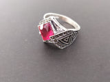 Silver 925 ring with red zircon stone jewellery