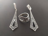 Jewelry set ring and long earrings Silver 925