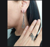 Jewelry set ring and long earrings Silver 925