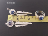 Gold and silver earrings Natural blue lapis lazuli very long earring