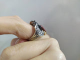 Silver 925 earrings and ring Pink rhodonite gemstone