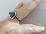 Set sterling silver 925 prehnite natural green EARRINGS and RING gold plated